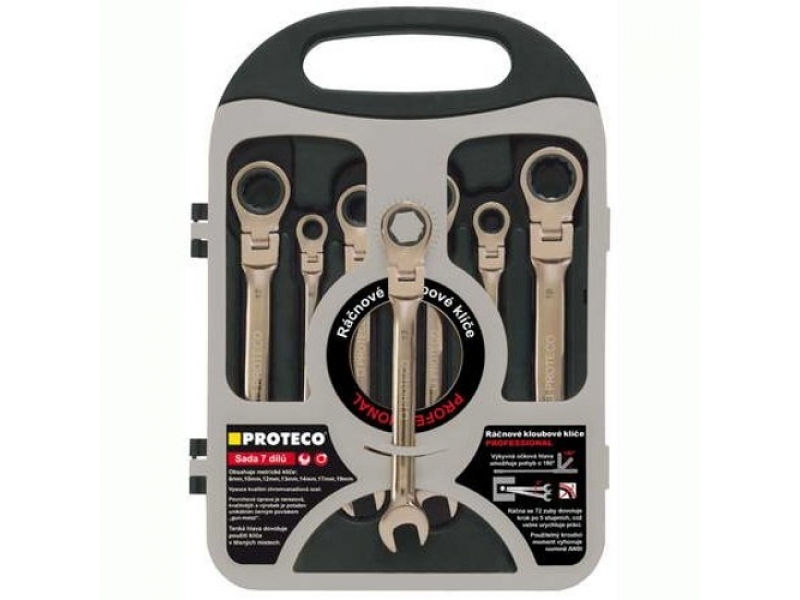 Sada račňových kĺbových kľúčov PROTECO 7-dielna