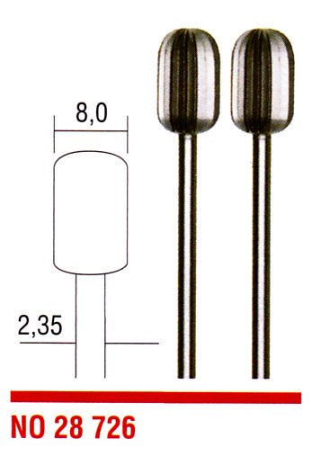 Stopkové frézy zaoblený valec 8.0mm PROXXON 28726