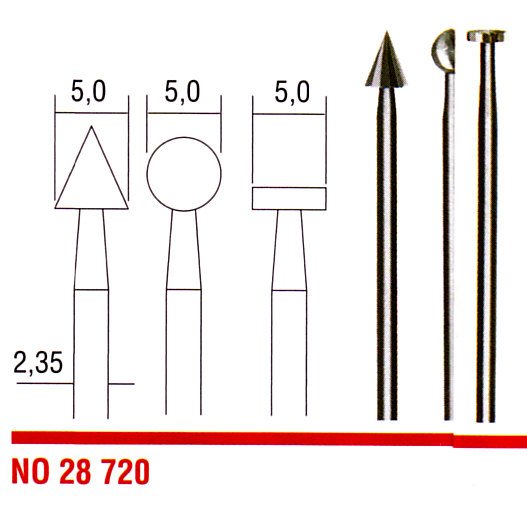 Stopkové frézy kužeľ, guľa, disk 5.0mm PROXXON 28720
