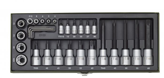 PROXXON nástrčné hlavice a bity TORX 1/2"+1/4"  23103