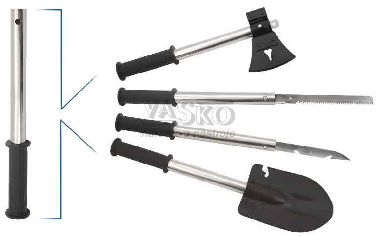 Skladacia lopata 51cm so sekerou, nožom a pílkou, 4 v 1