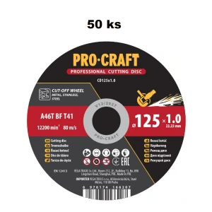 Rezný kotúč PROCRAFT 125x1,0mm 50 ks