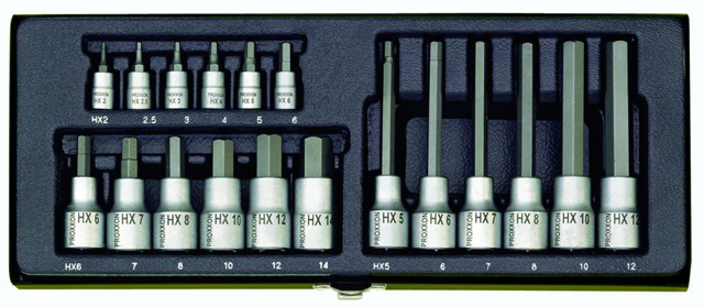 Sada inbusových hlavíc PROXXON 6-hran 18-dielna 1/4" a 1/2" 23100
