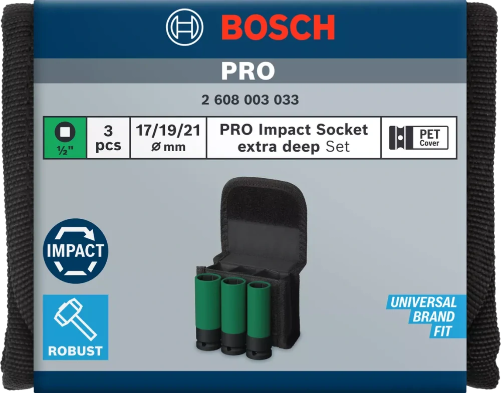 3-dielny set 1/2" násuvných kľúčov BOSCH PRO