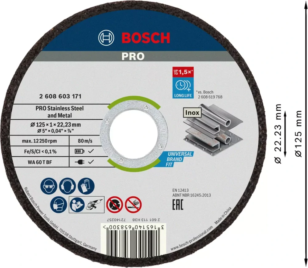 Rezný kotúč BOSCH 125x1.0mm - 25 ks