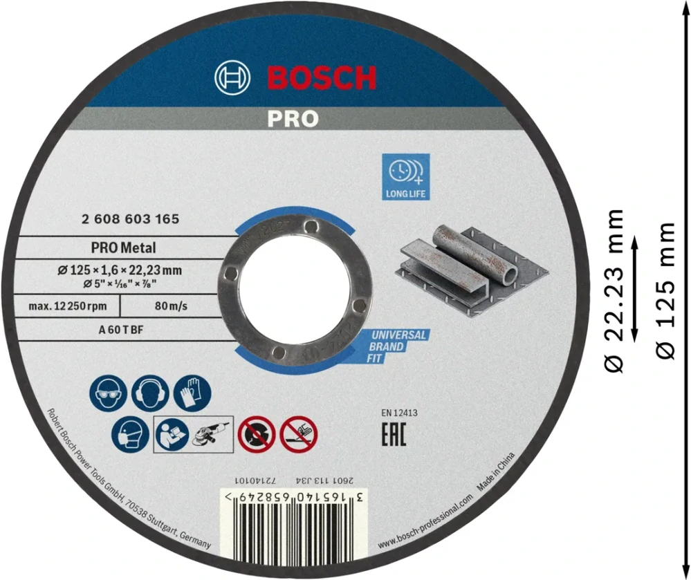 Rezný kotúč BOSCH PRO Metal 125mmx1.6mm - 100 ks