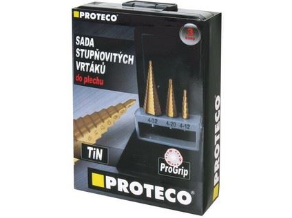 Sada stupňovitých vrtákov PROTECO TiN