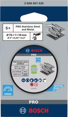 Rezný kotúč BOSCH 76mm PRO Inox and Metal - 5 ks