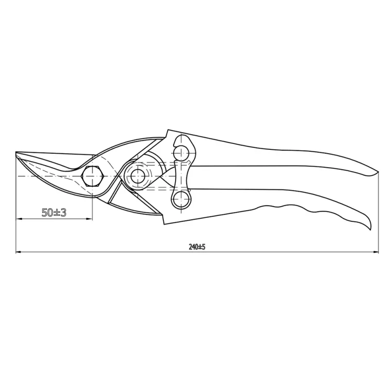 Nožnice na plech ROSTEX 2326, 240mm ľavé