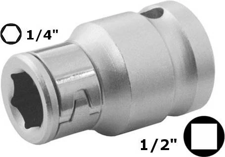 Adaptér redukcia štvorhran 1/2" na šesťhran 1/4" bity