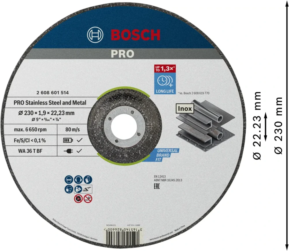 Rezný kotúč BOSCH PRO Inox and Metal 230x1.9 50ks