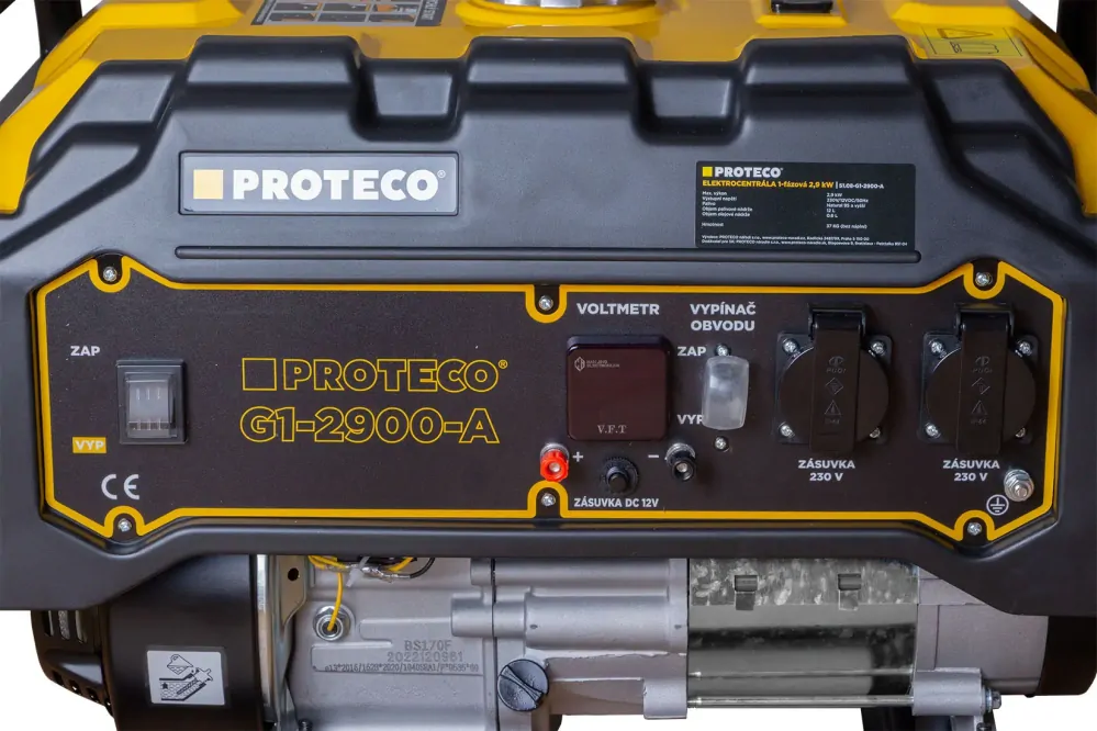 Elektrocentrála PROTECO 1-FÁZOVÁ 2900W (AC 2X230V, DC 1X12V)
