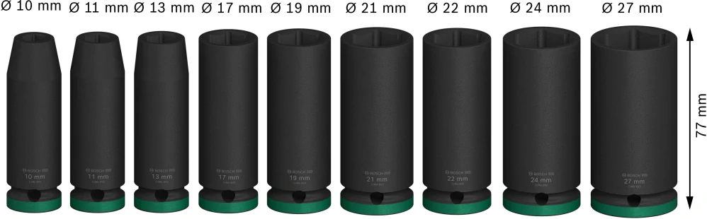 Sada BOSCH PRO Impact Socket Set, 1/2" predĺžené 10-27mm