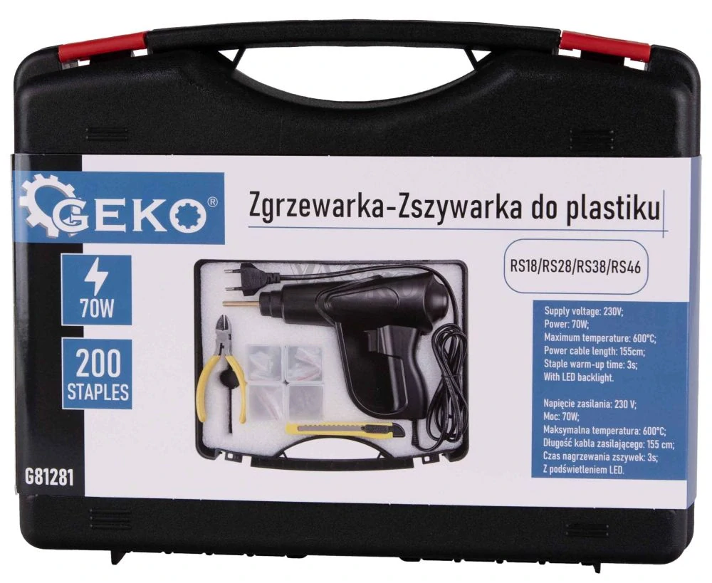 Zváračka, zošívačka na plast + LED svetlo, 70W, 200 spôn