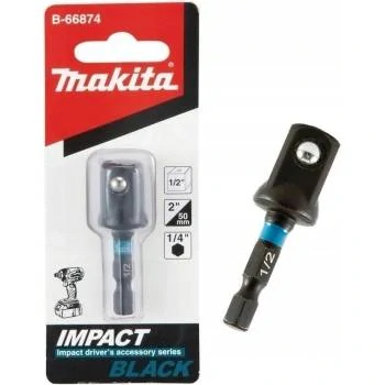 Torzný adaptér MAKITA 1/4" IMPACT BLACK, štvorhran 1/2", 50 mm