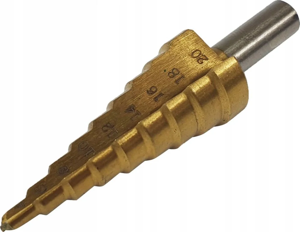 Vrták stupňovitý 4-20 mm do plechu, krok 2mm, TiN