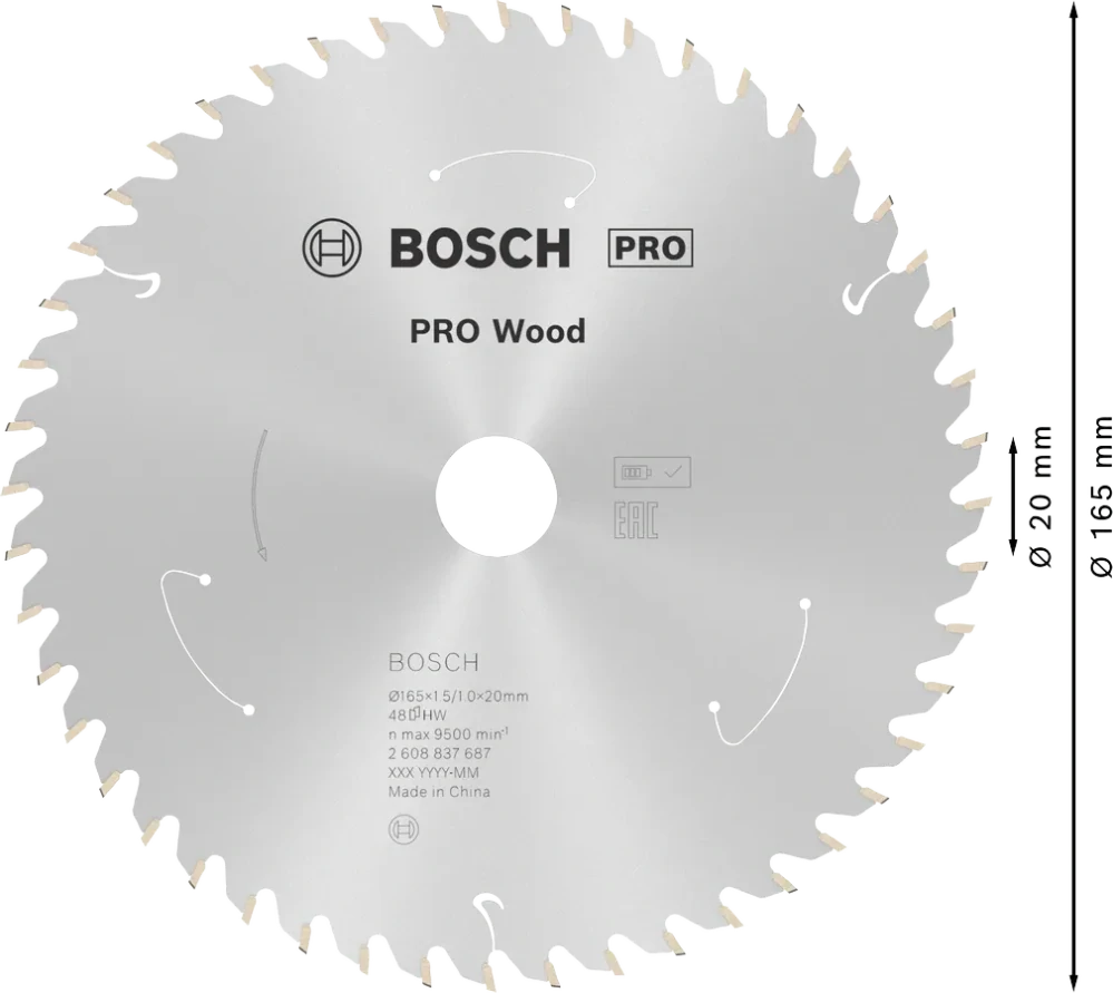 Pilový kotúč BOSCH Wood 165x1,5x20mm