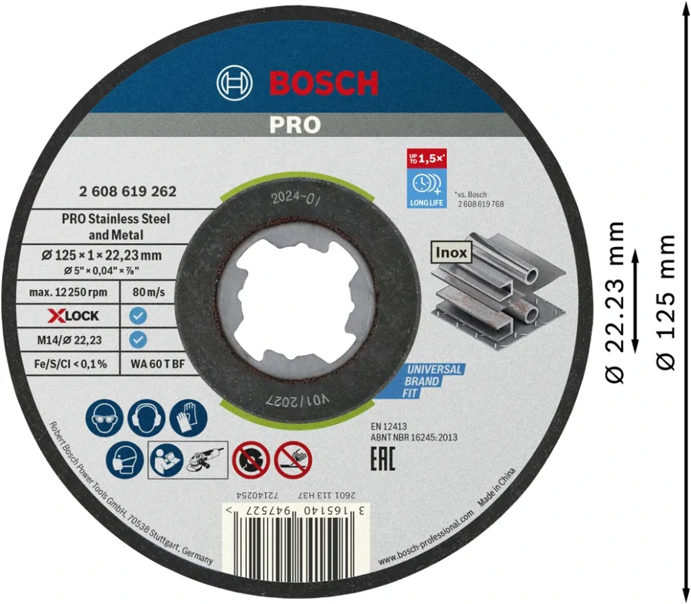 Rezný kotúč BOSCH 125x1.0mm - 10 ks