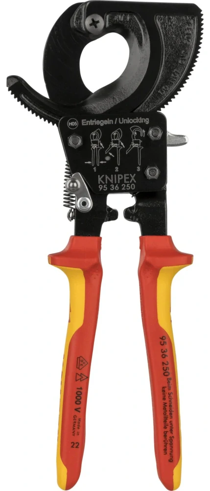 Kliešte na káble račnové Knipex 250 mm VDE 1000V 9536250