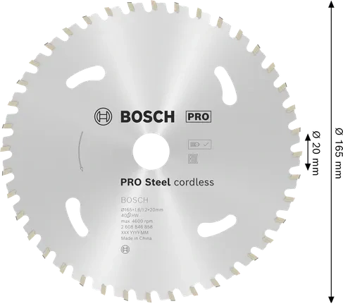 Pilový kotúč BOSCHPRO Steel cordless 165x1,6x20mm