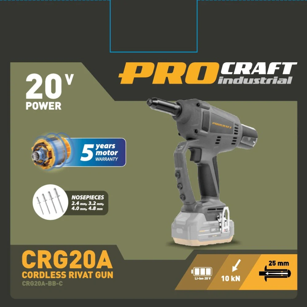 Akumulátorová nitovačka PROCRAFT Industrial CRG20A-BB-C sólo