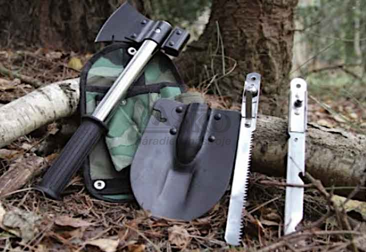 Skladacia lopata 51cm so sekerou, nožom a pílkou, 4 v 1