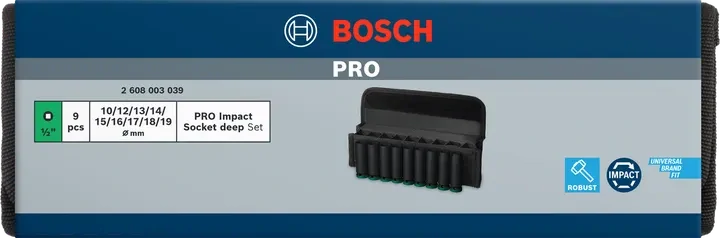 Sada BOSCH PRO Impact Socket Set, 1/2" predĺžené 10-19mm