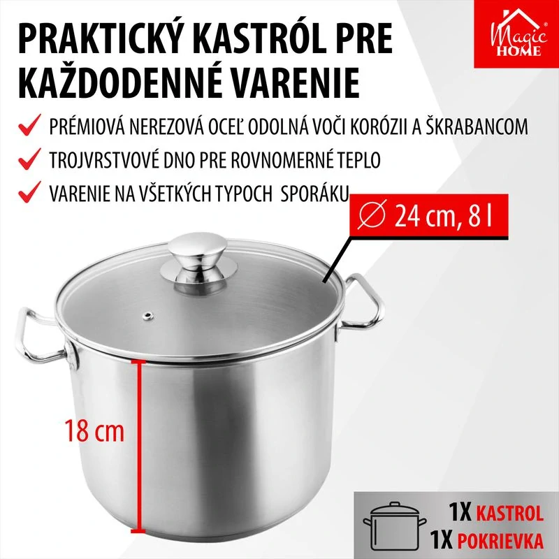 Nerezový hrniec MagicHome Chloe, 24cm, 8 litrov
