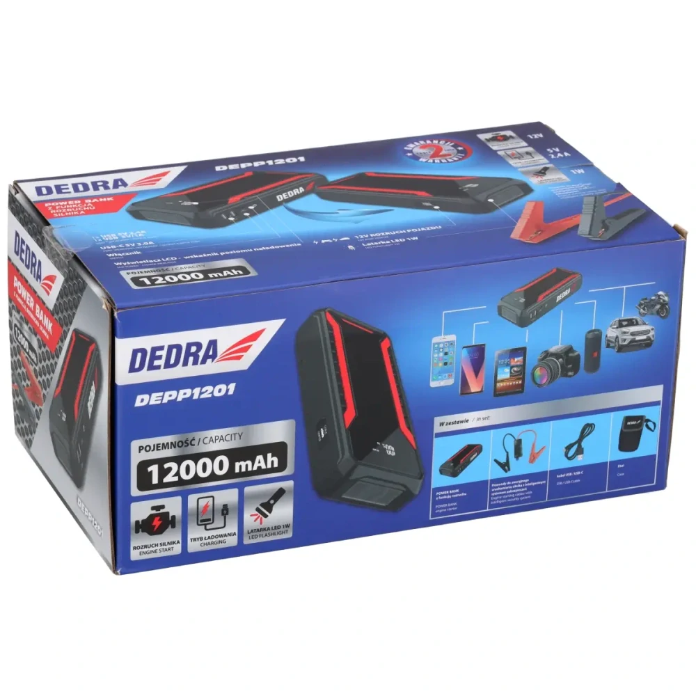 Power-bank s funkciou naštartovania motora 12000mAh