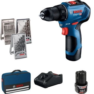 BOSCH GSR 12V-30 set + 3xsada príslušenstva + taška