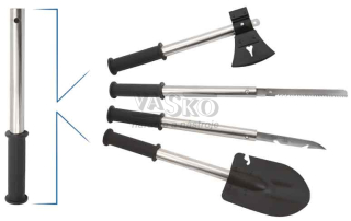 Skladacia lopata 51cm so sekerou, nožom a pílkou, 4 v 1