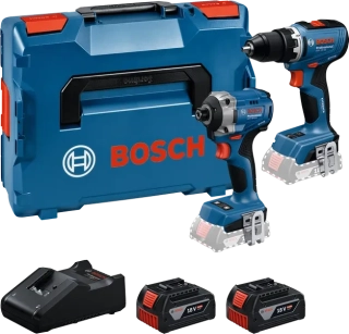 BOSCH sada náradia 2 ks 18 V náradia: GSR + GDR + 2× GBA 5.0 Ah + GAL 18V-40